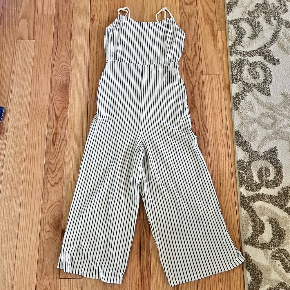 Black and white striped jumpsuit